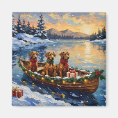Aimant Noël Rhodesian Ridgeback Bateau Vacances (Devant)