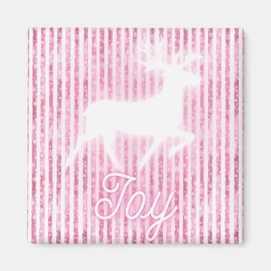 Aimant Noël rose et blanc Joie Reindeer (Devant)