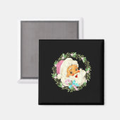 Aimant Noël rose vintage (Recto/Verso)