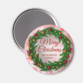 Aimant Noël Rouge hiver Étincelle Festive Wreath (Recto/Verso)