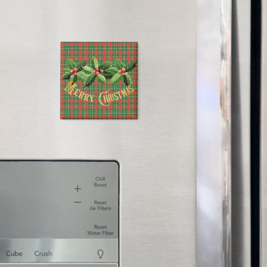 Aimant Noël Rouge Vert Plaid À La Wirlande (In situ (réfrigérateur))