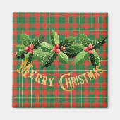 Aimant Noël Rouge Vert Plaid À La Wirlande (Devant)