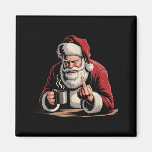 Aimant Noël Santa Doigt D'honneur Sarcastique Xmas Drôle