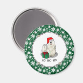 Aimant Noël Santa Hat Puli Chien (blanc) Mignonne Drôle (Recto/Verso)
