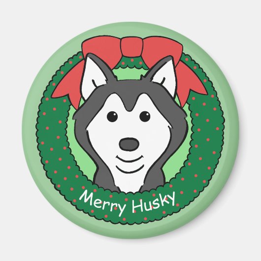 Aimant Noël sibérien Husky (Devant)
