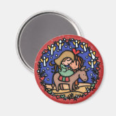 Aimant Noël simple.L'amour est né. Mon Dieu. ROUGE (Recto/Verso)