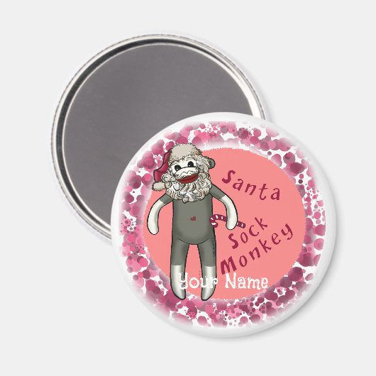 Aimant Noël Sock Monkey Père Noël (Recto/Verso)