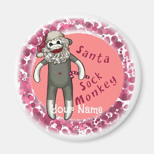 Aimant Noël Sock Monkey Père Noël (Devant)