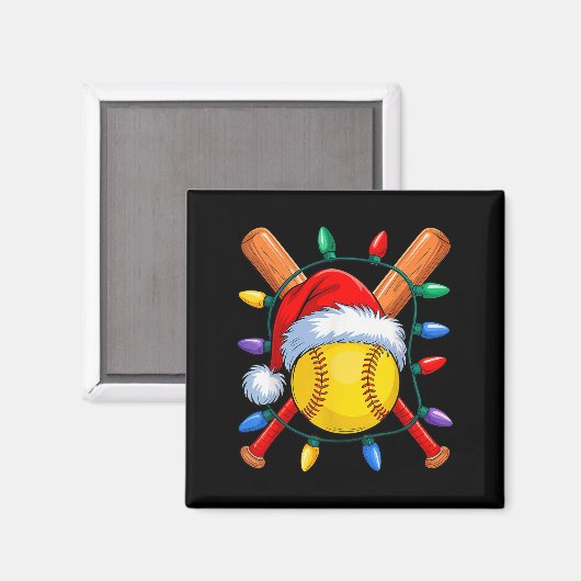 Aimant Noël Softball Xmas Père Noël Srts Casquette Mens f (Recto/Verso)