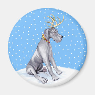 Aimant Noël UC bleu de renne de great dane