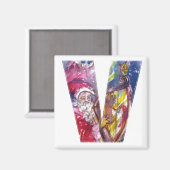 AIMANT NOËL V LETTRE / PÈRE NOËL JOUER AU HARP (Recto/Verso)