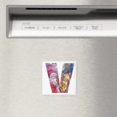 AIMANT NOËL V LETTRE / PÈRE NOËL JOUER AU HARP (In Situ (Lave-vaisselle))