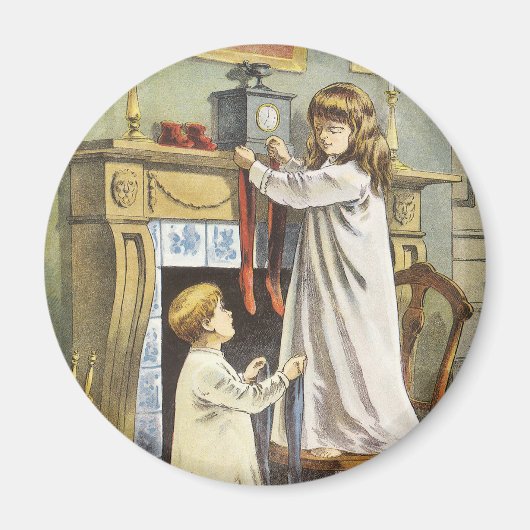 Aimant Noël victorien, Bas de Noël pour enfants (Devant)