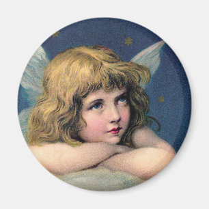 Aimant Noël vintage, Bel Ange avec des Étoiles d'Or
