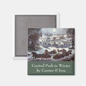Aimant Noël vintage, Central Park en hiver (Recto/Verso)