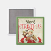 Aimant Noël Vintage classique au Père Noël (Recto/Verso)