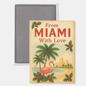 Aimant Noël Vintage De Miami Avec Amour  (Recto/Verso)