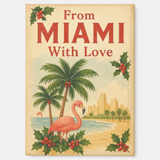 Aimant Noël Vintage De Miami Avec Amour  (Recto)