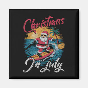 Aimant Noël Vintage en Juillet Santa Hawaïen Surf S
