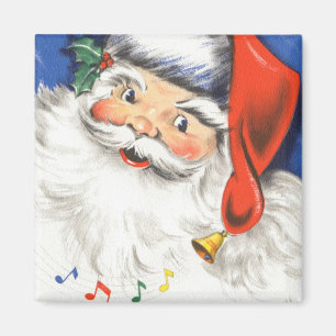 Aimant Noël vintage, joyeux Père Noël avec de la musique