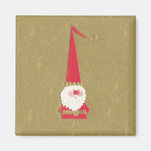 Aimant Noël Vintage, le mignon Père Noël Gnome sur l'or