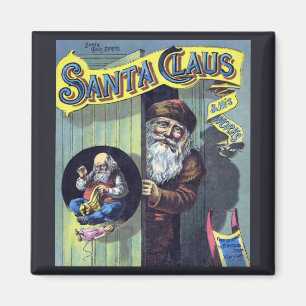 Aimant Noël vintage, le Père Noël et son oeuvre