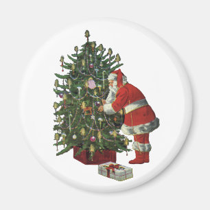Aimant Noël vintage, Père Noël avec présents