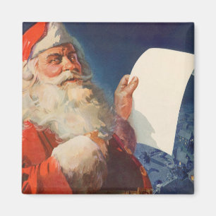 Aimant Noël vintage, Père Noël Liste des enfants sages ou