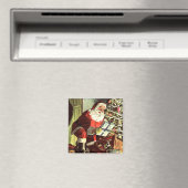 Aimant Noël vintage, Père Noël rétro avec présents (In Situ (Lave-vaisselle))