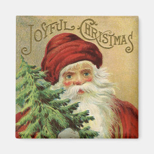 Aimant Noël vintage, Père Noël victorien avec arbre
