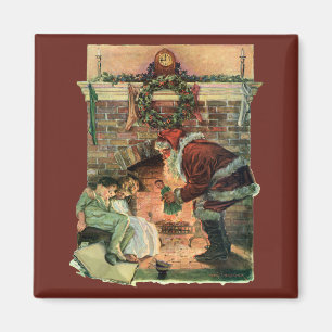 Aimant Noël Vintage, Père Noël Victorien Enfants