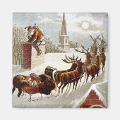 Aimant Noël vintage, Saint Nicolas sur le toit (Devant)