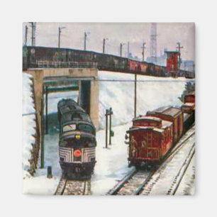 Aimant Noël vintage, se réunissant à la jonction