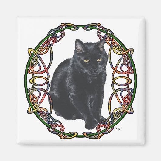 Aimant Nœud celtique Chat Noir (Devant)