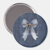 Aimant Nœud en faux denim bleu (Recto/Verso)