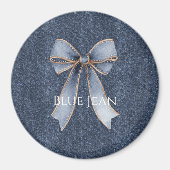 Aimant Nœud en faux denim bleu (Devant)