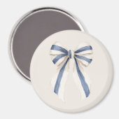 Aimant Nœud rayures bleues blanc crème (Recto/Verso)