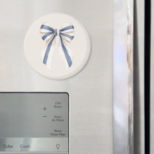 Aimant Nœud rayures bleues blanc crème (In situ (réfrigérateur))