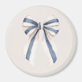 Aimant Nœud rayures bleues blanc crème (Devant)