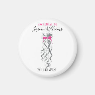 Aimant Nœud Rose Mignon Gris et Blanc Coiffure de Tressag