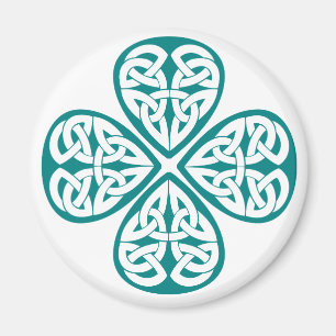 Aimant Noeud turquoise de Celtic de shamrock