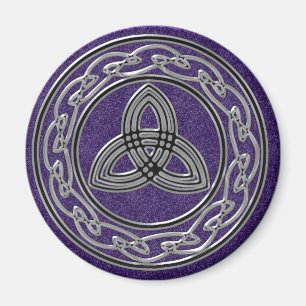 Aimant Noeuds de roue Celtique métallique argenté et Trin