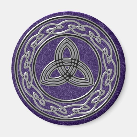 Aimant Noeuds de roue Celtique métallique argenté et Trin (Devant)