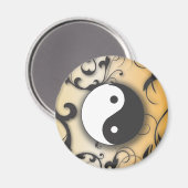 Aimant Noir avec bronze Yin & Yang avec des parchemins (Recto/Verso)