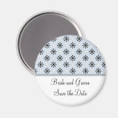 Aimant Noir, blanc et bleu doux Enregistrer la date (Recto/Verso)