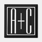 Aimant Noir & Blanc | Initiales de couple (Devant)