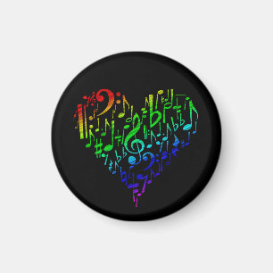 Aimant Noir d'aimant de coeur d'arc-en-ciel
