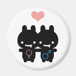 Aimant noir d'amour de lapin (blanc)