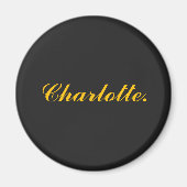 Aimant Noir Élégant avec Texte de Nom Personnalisé (Devant)