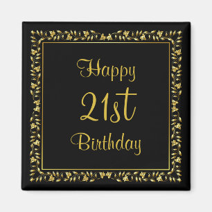 Aimant Noir et anniversaire floral d'or 21ème